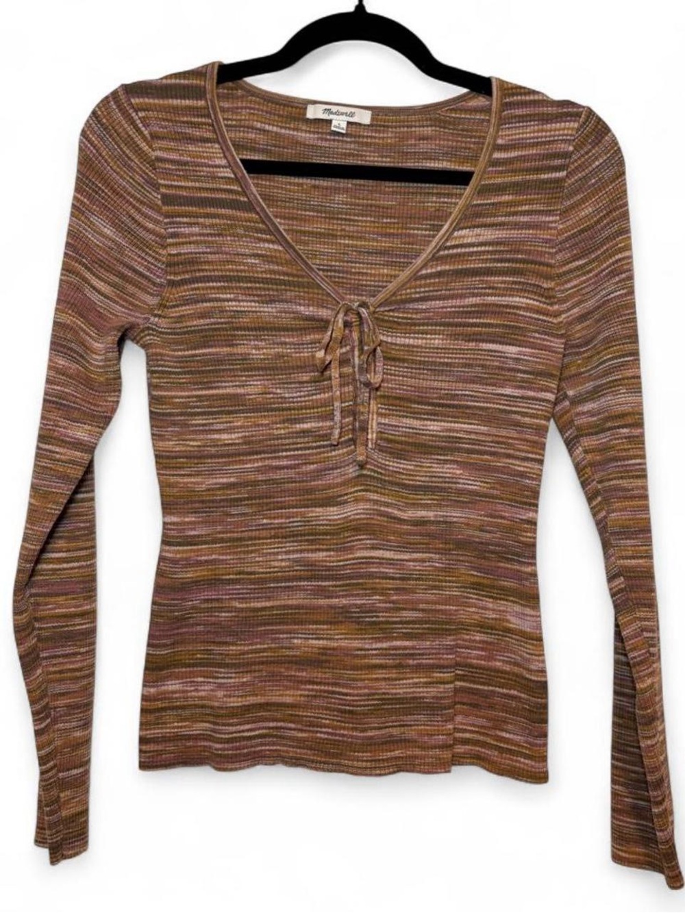 Madewell Space-Dyed V-Neck Cinched Sweater